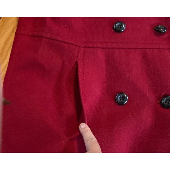 Tower By London Fog Coat Womens Lg Red Double Breasted Wool Blend Peacoat Lined - Picture 7 of 11
